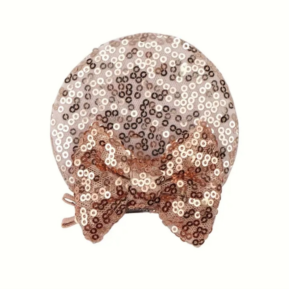 NEW Boutique Disney Minnie Mouse Ears Hair clip Barrettes Rose Gold Sequins